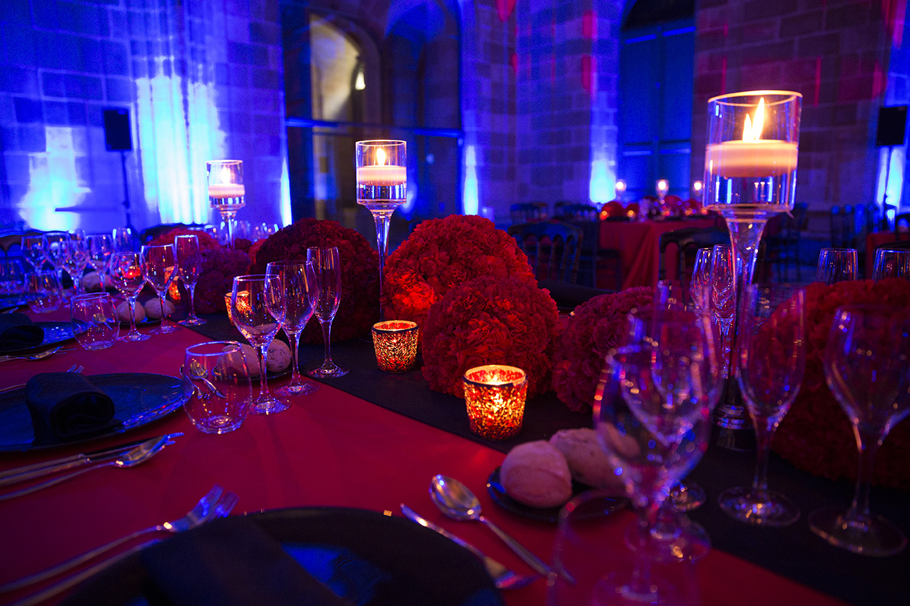 Flores y velas para evento en Barcelona